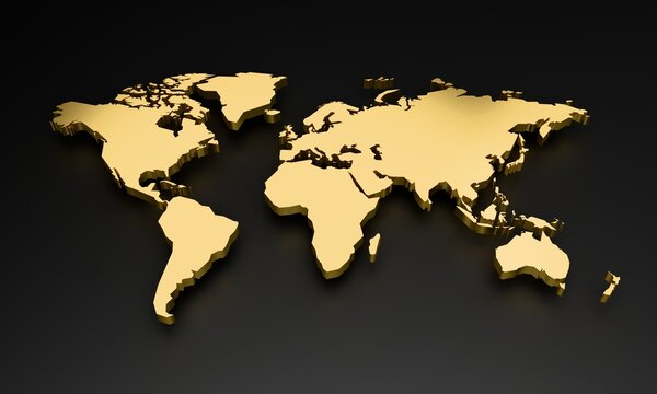 world map on black background
