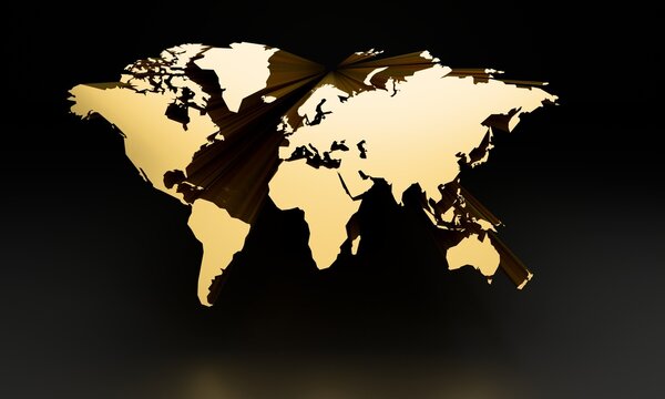 world map on black