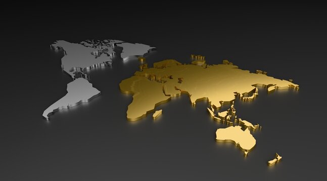 world map on black background