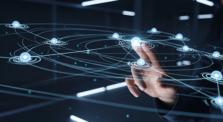 Stunning digital world map visualization highlights global data flow and dynamic network connections across continents with vibrant light beams