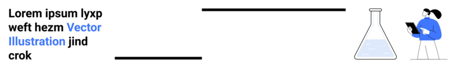 Scientific research, data analysis, laboratory work, academic studies, chemistry, innovation. Scientist holding a tablet near a flask. Research and data analysis concepts