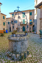 A narrow street in Capranica Prenestina, a small town in the province of Rome, Italy.
