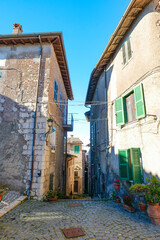 A narrow street in Capranica Prenestina, a small town in the province of Rome, Italy.