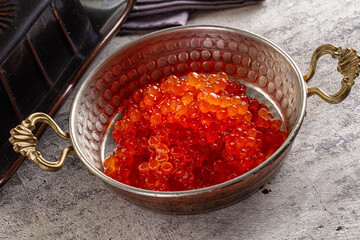 Luxury salmon red caviar roe