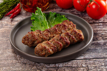 Grilled beef kebab minced meat