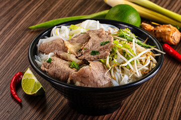Vietnamese pho bo soup with beef