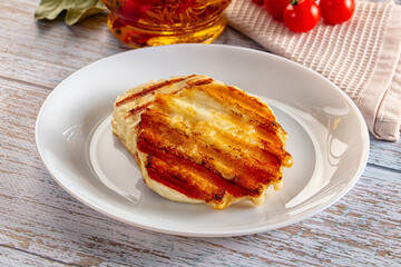 Grilled Greek haloumi cheese snack