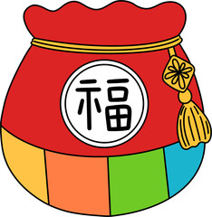 새해 신년 명절 복주머니 라인드로잉(new year lucky pocket line drawing)