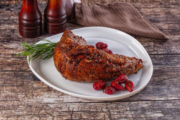 Baked pork sirloin with cornus