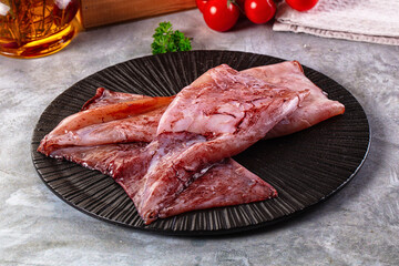 Raw fresh calamari for cooking