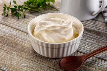 White organic natural cream sour