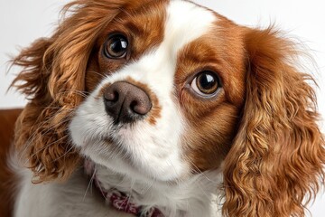 Charming Brown and White Puppy with Curly Fur and Expressive Eyes