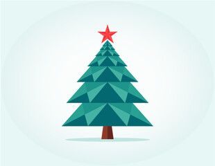 Geometric Christmas Tree with Red Star
