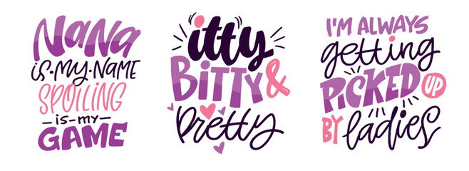 Cute hand drawn doodle lettering quote about little baby. Lettering for t-shirt design, mug print, bag print, clothes fashion. 100% hand drawn vector image.