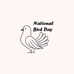 Minimalist bird illustration with bold National Bird Day text on light background for wildlife awareness and celebration