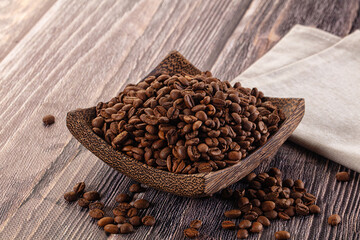 Roasted brown araboca coffee beans