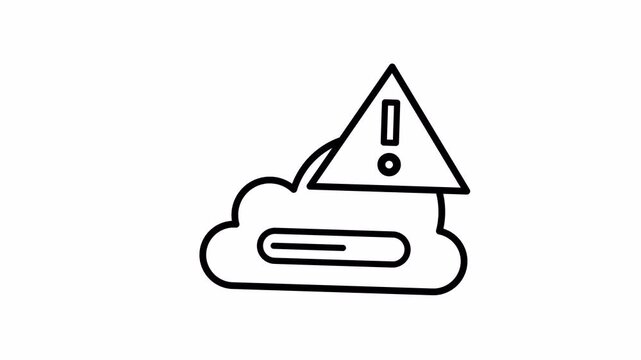 Cloud computing error icon with warning triangle and progress bar. Data transfer, sync issue, upload failure, or server problem concept.