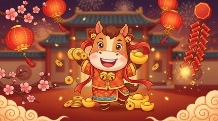 Cute Zodiac Horse Chinese New Year Celebration
