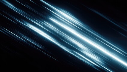 Diagonal streaks of glowing blue light against a deep black background