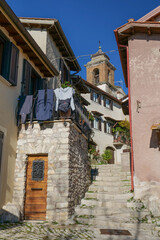 A narrow street in Castel San Pietro, a small town in the province of Rome, Italy.