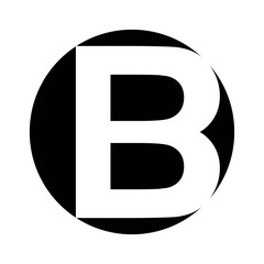 Letter B icon, bold black symbol in circular graphic design © brovarky