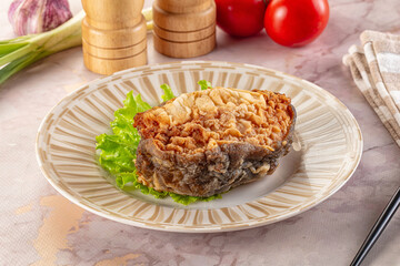 Roasted cod fish fillet piece