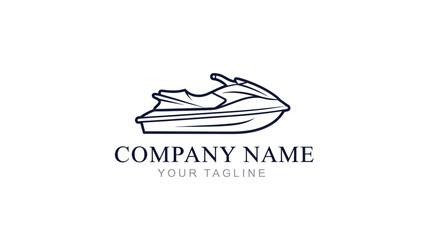 Clean outline drawing of a personal watercraft, designed as a modern logo with placeholder text for a company name.