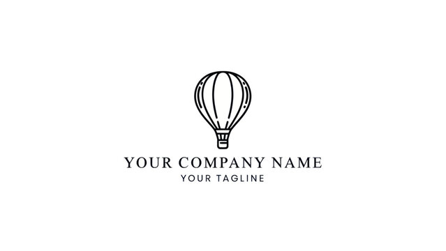 Minimalist line art hot air balloon logo design with placeholder text for company branding. - Powered by Adobe