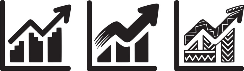 Business growth graph icon set vector illustration statistic successful investment