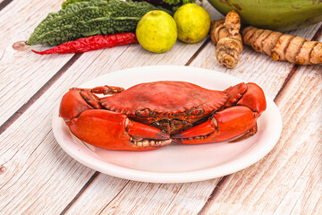 Hot fresh Boiled red crab