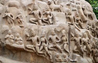 Obraz premium A glimpse of Descent of the Ganges at Mahabalipuram temple 