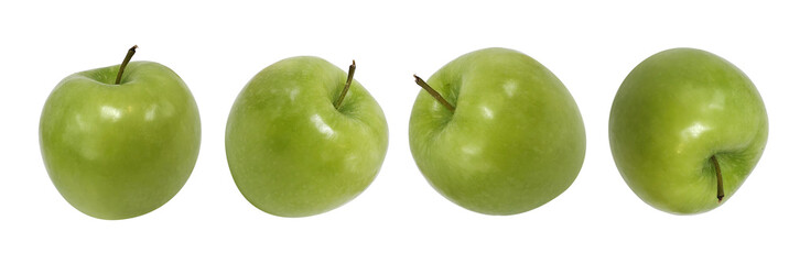 Green apple isolated from multiple angles