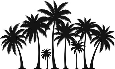 Graphic With A Set Of Stylized Palm Trees For Vacation Design