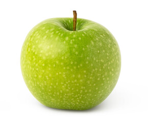 Whole green fresh apple isolated. Granny smith's apple on white background.