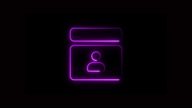 pink Neon browser window animation with man symbol on black background represents data security