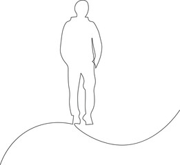 The art style is characterized by a single, unbroken line. 
The concept often symbolizes ideas such as balance, uncertainty, or a person's journey. 
