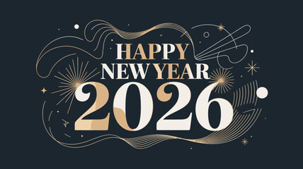 Elegant happy new year 2026 celebration with abstract decorations
