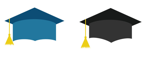 graduation cap icon, university or college graduation hat icon, student graduation cap diploma, vector illustration