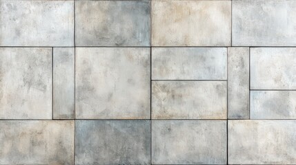Fototapeta premium Textured Gray and Beige Square and Rectangular Stone Tiles Wall Pattern Full Frame