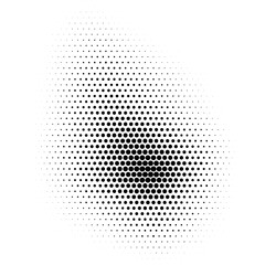 Halftone dotted gradient spot. Isolated vector textured abstract retro liquid shape design element
