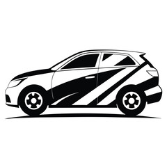 car wrap black and white silhouette on white background
