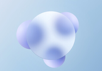 Glassmorphism banner with smooth violet spheres on a soft blue gradient background. Clean abstract layout for UI, branding and web design.