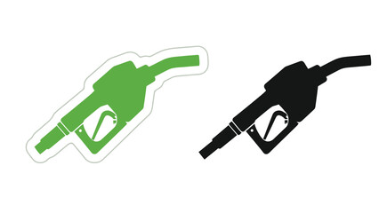 Gas pump nozzle illustration in green and black side by side view