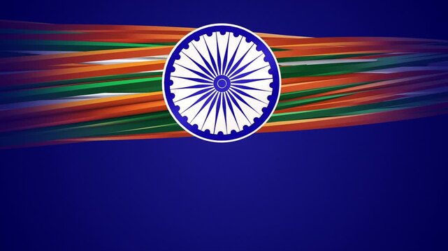 Rotating Ashoka Chakra with Indian Tricolor Streaks for Patriotic Republic Day
