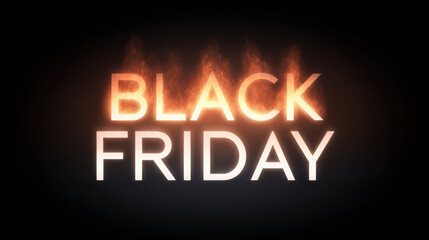 Obraz premium Intense black friday sale text burning with hot fire and smoke. dramatic promotion banner for an urgent shopping deal on dark background