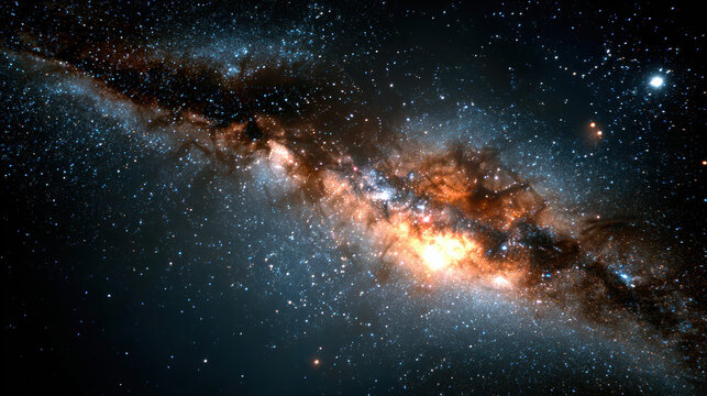 Awe inspiring galaxy in vast universe. beautiful star cluster in cosmos, celestial and cosmic nebula background for astronomy study