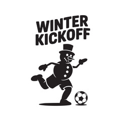 PriWinter Kickoff Snowman Playing Soccer Vector Illustrationnt
