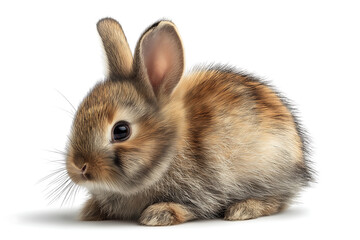 Obraz premium Realistic cute bunny on plain white background