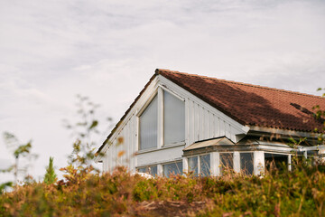 Traditional wooden houses in a suburban neighborhood in Norway