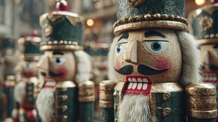 idyllic nutcracker soldiers with children laughing,